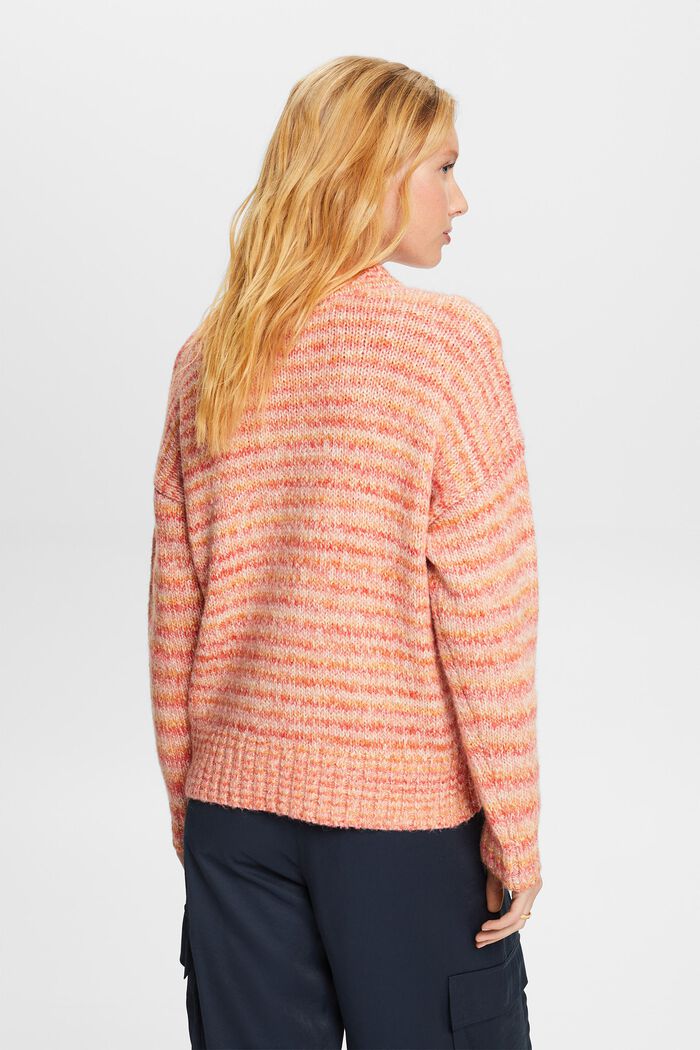 Striped Cable-Knit Sweater, BRIGHT ORANGE, detail image number 4