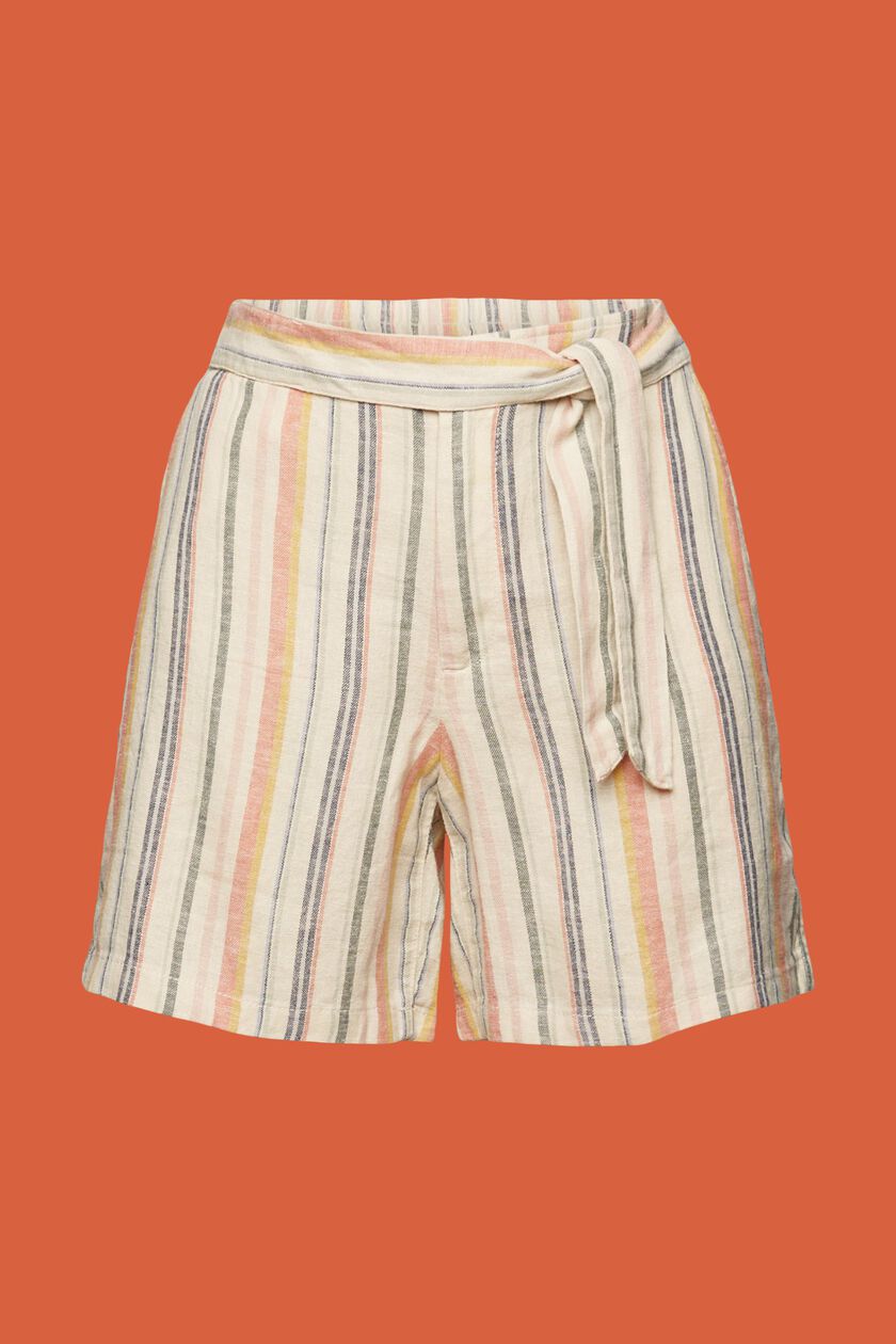 Striped shorts, linen blend