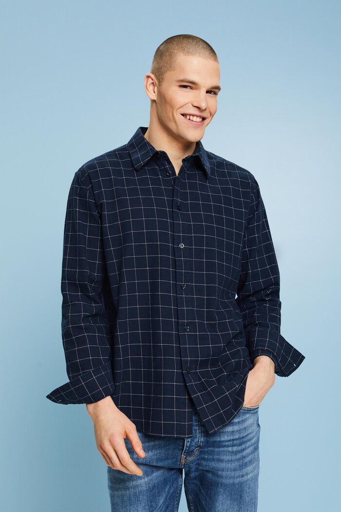 Checked Flannel Regular Fit Shirt, NAVY, detail image number 0