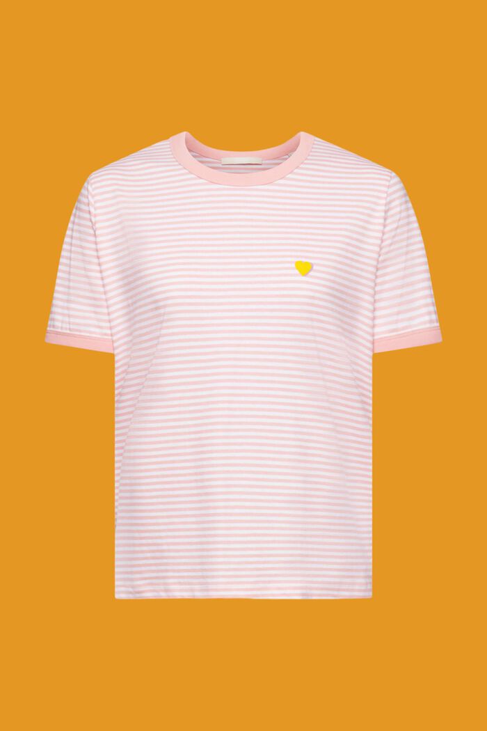 Striped cotton t-shirt with embroidered motif, PINK, detail image number 5