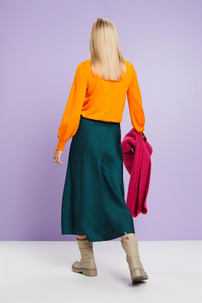 Satin Midi Skirt, EMERALD GREEN, detail image number 3