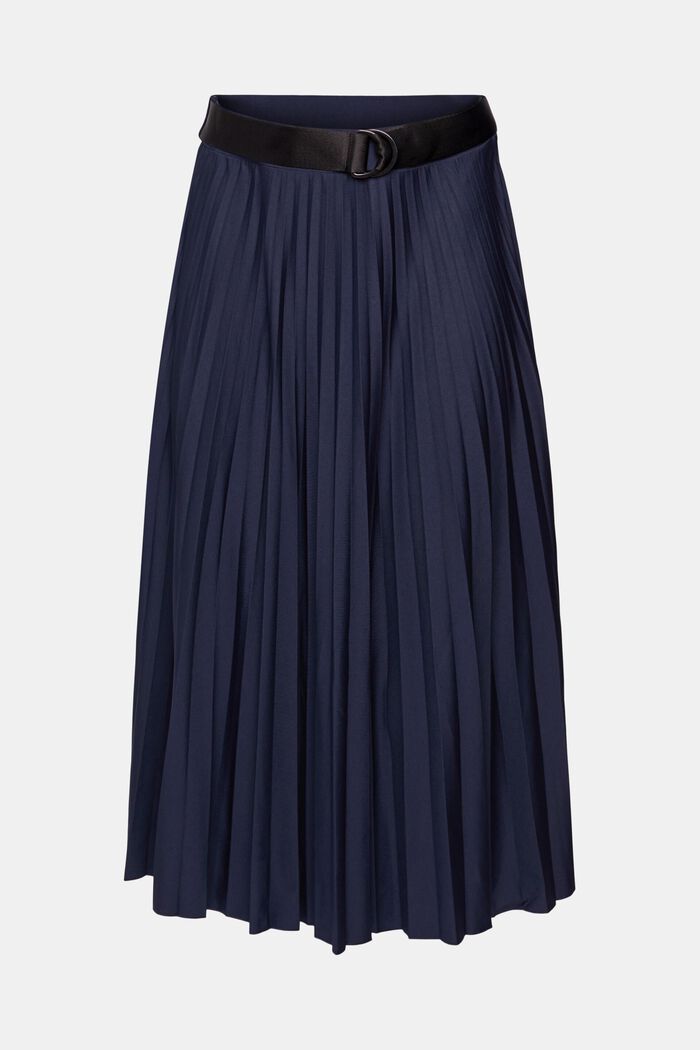 Pleated skirt with belt, NAVY, detail image number 2