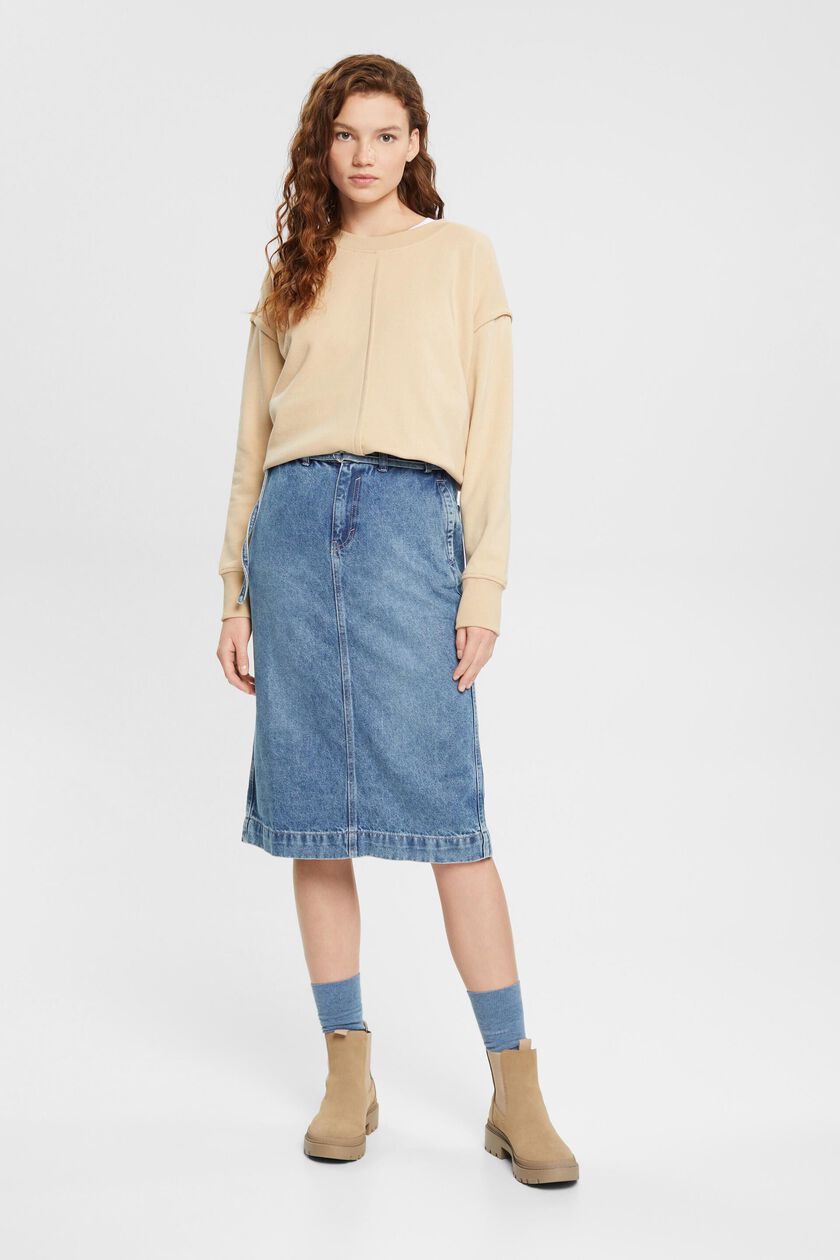 Denim skirt with paperbag waistband