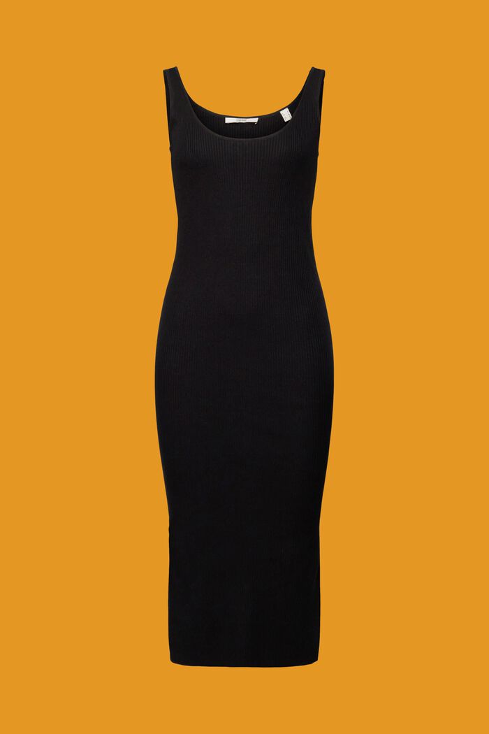 Rib-knit dress, linen blend, BLACK, detail image number 6