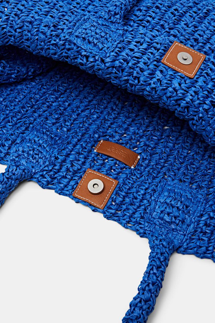 Woven Straw Tote, BRIGHT BLUE, detail image number 3