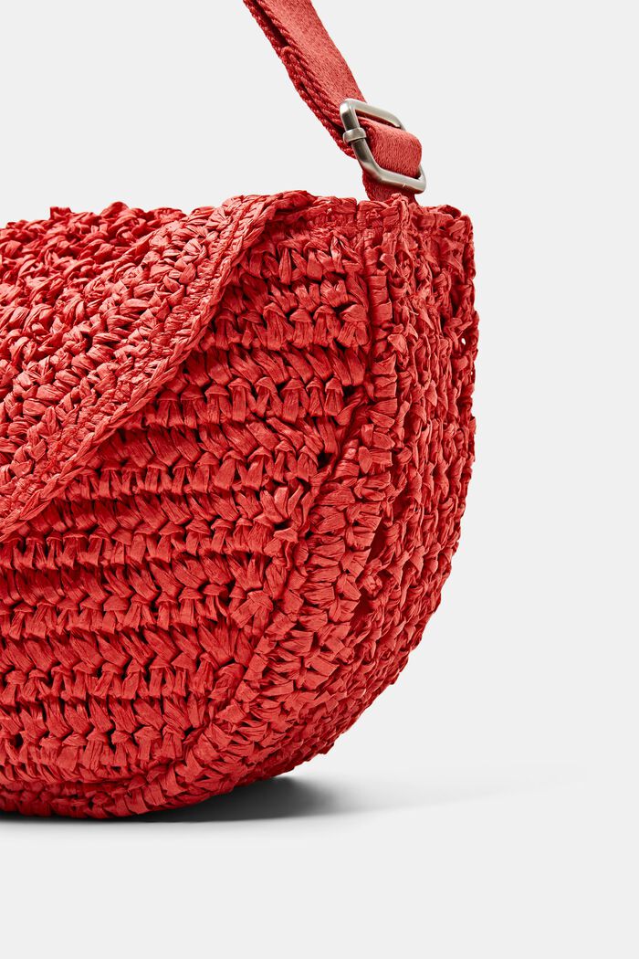 Woven Straw Crossbody Bag, ORANGE RED, detail image number 1