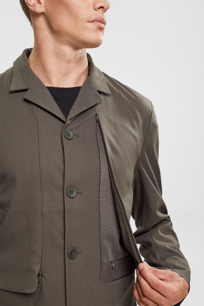 Made of recycled material: breathable tailored jacket, DARK KHAKI, detail image number 0