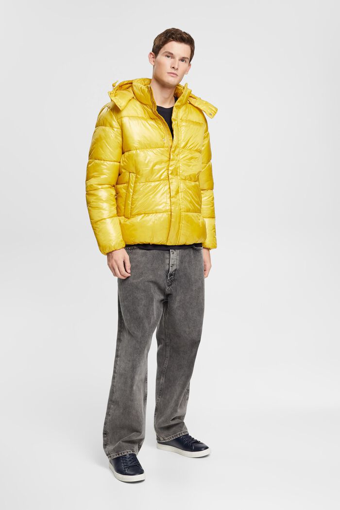 Glossy puffer jacket, PASTEL YELLOW, detail image number 1