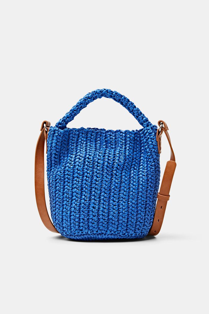 Woven Straw Crossbody Bag, BRIGHT BLUE, detail image number 0