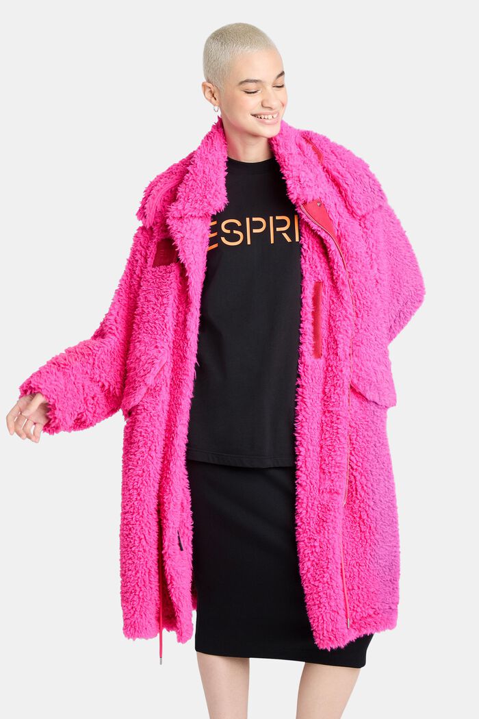 Faux Fur Hooded Parka, PINK FUCHSIA, detail image number 0