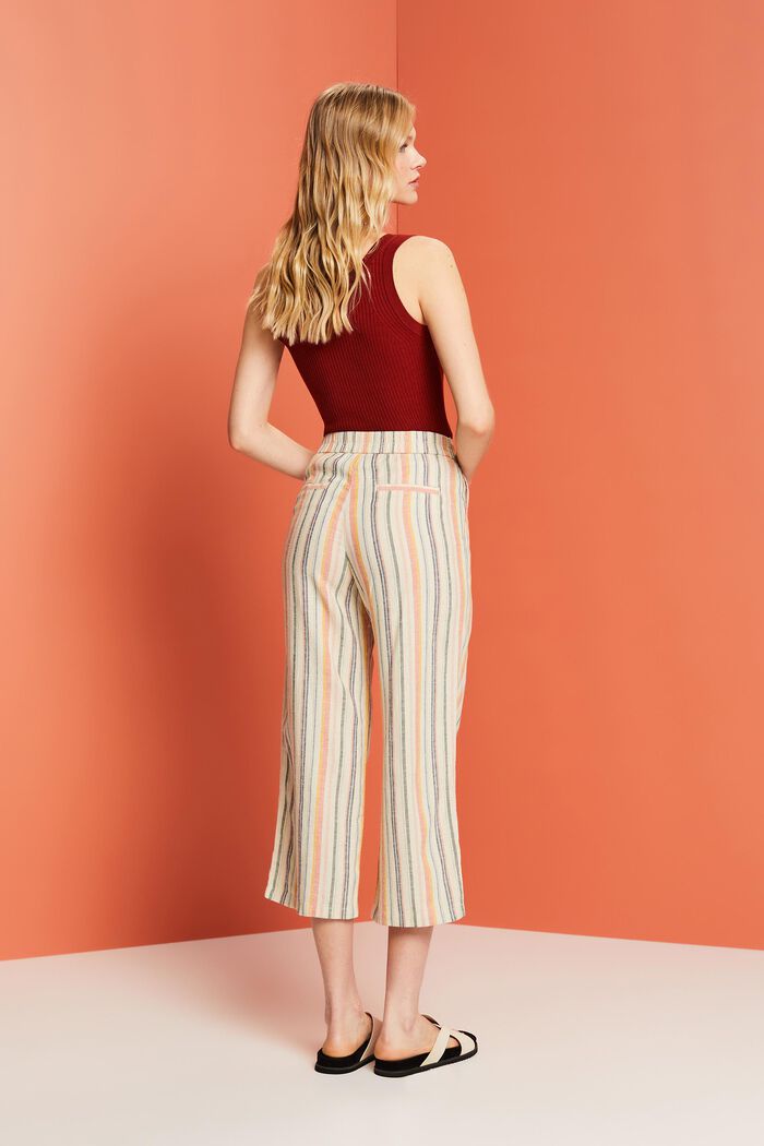 Striped culotte with fixed belt, SAND 3, detail image number 3