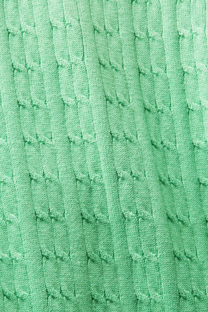 V-Neck Cable-Knit Cardigan, LIGHT GREEN, detail image number 5