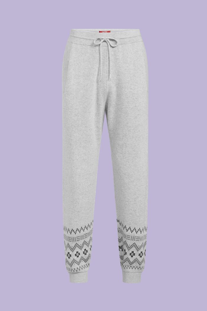 Wool Cashmere Fair Isle Sweatpants, LIGHT GREY, detail image number 5
