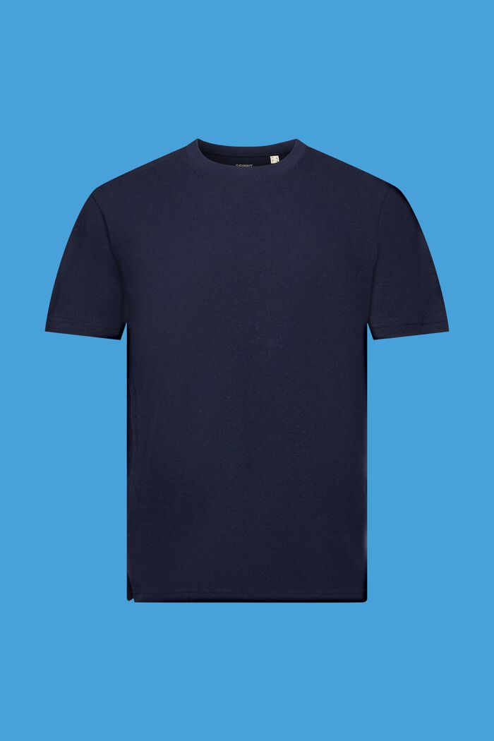 Crewneck t-shirt, cotton-linen blend, NAVY, detail image number 6