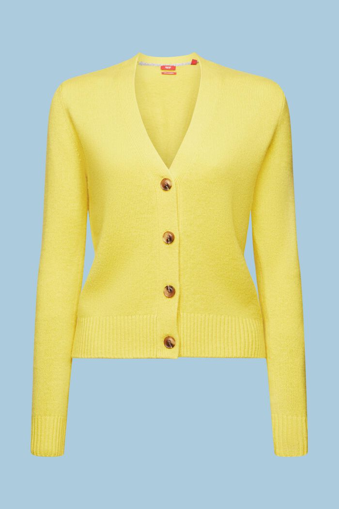 Cashmere V-Neck Cardigan, YELLOW, detail image number 7