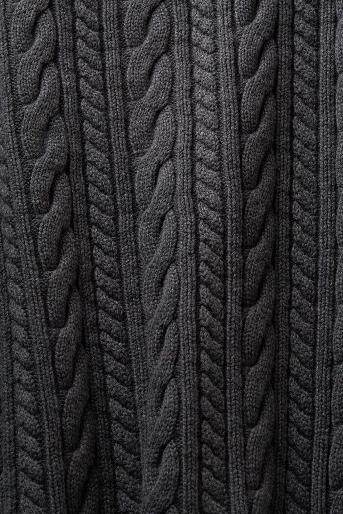 Organic Cotton Cable Knit Cardigan, ANTHRACITE, detail image number 5