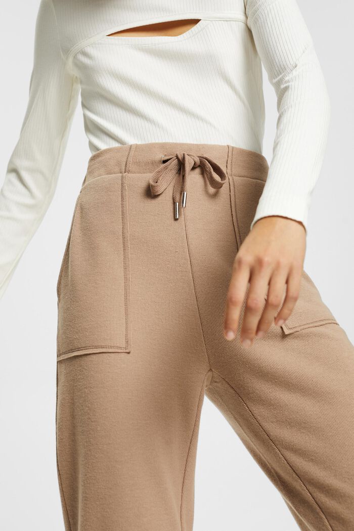 High-rise knitted jogger style trousers, TAUPE, detail image number 0